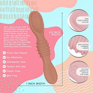 Baby Spoons, Baby Feeding Essentials, Baby Led Weaning Supplies, Baby Spoons Self Feeding 6 Months, Baby Utensils, Silicone Baby Feeding Set, Toddler Feeding Supplies, Silicone Baby Spoon BPA Free