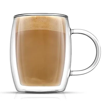 JoyJolt Double Wall Glass Coffee Mugs - Stylish Thermal Insulation