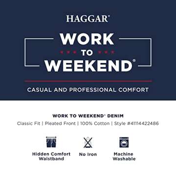 Haggar Men's Classic Fit Denim Trouser Pant – Comfort & Style