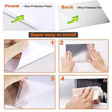 GXOEEGOF 17" x 12" Self Adhesive Acrylic Mirror Sheet 0.08" Thick, Non Glass Safety Mirror Great for Classroom Camping Baby Kids Playroom