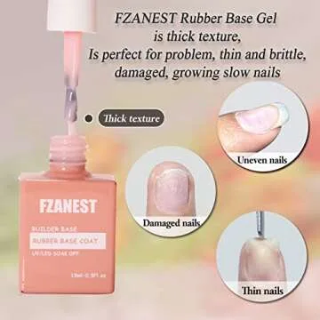 FZANEST Milky Pink Gel Nail Polish, Builder Rubber Base Gel for Nail Thickening, Nail Strengthener Extension Natural Nails, Brush On Builder Gel In a Bottle UV LED Gel