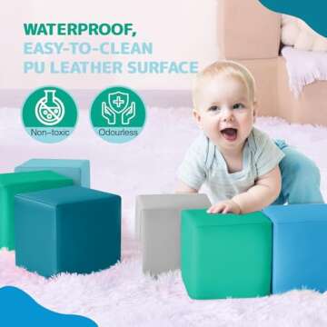 Foam Building Blocks for Kids: 12-Pieces PU Leather Colorful Foam Blocks - Building Toys for Toddler - Giant Stacking Blocks Toys - Soft Indoor Playset for Birthday Gift Preschool Learning (Modern)