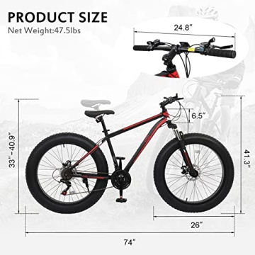Ktaxon Mountain Bike with 21-Speed System and Fat Tires
