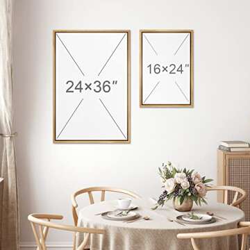 MUDECOR Framed Wall Art Print Set Minimalist Abstract Landscape Misty Horizons Illustrations Modern Art Decorative Chic for Living Room, Bedroom, Office - 24"x36"x3 Natural