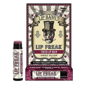 Doctor Lip Bang's BUZZING Lip Balm | Lip Freak | 100% All Natural | Cruelty Free | Sweet Villain | 2 Pack