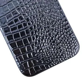 DMaos for iPhone 15 Pro Max Case for Women, Crocodile Synthetic Patent Leather Cover, Classic Fashion for iPhone15 Pro Max 2023 6.7 Inch - Black