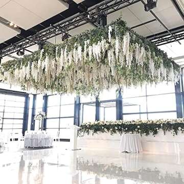 U'Artlines 36 Pack Artificial Fake Wisteria Vine Rattan Hanging Garland Silk Flowers String Home Par...