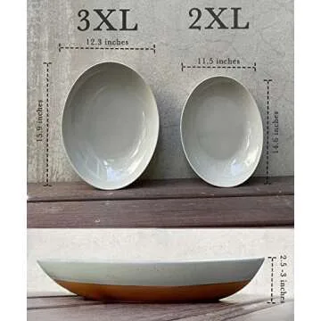 Mora Ceramic Large Serving Bowls- Set of 2 Oval Platters for Entertaining. Modern Kitchen Dishes for...