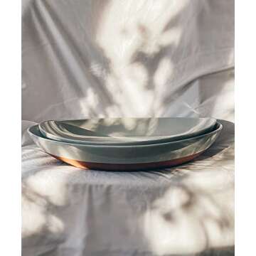 Mora Ceramic Large Serving Bowls- Set of 2 Oval Platters for Entertaining. Modern Kitchen Dishes for Dinner, Fruit, Salad, Turkey, etc. Oven, Dishwasher Safe, 110/80 oz, 16" / 14.6" - Earl Grey