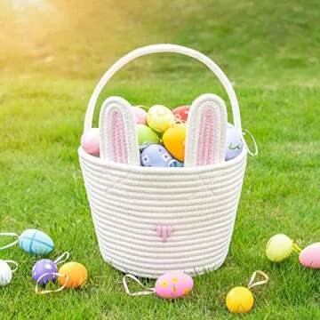 CubesLand Easter Bunny Basket for Kids 9.8x7.8 inches