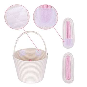 CubesLand Easter Bunny Basket for Kids 9.8x7.8 inches