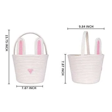 CubesLand Easter Bunny Basket for Kids 9.8x7.8 inches