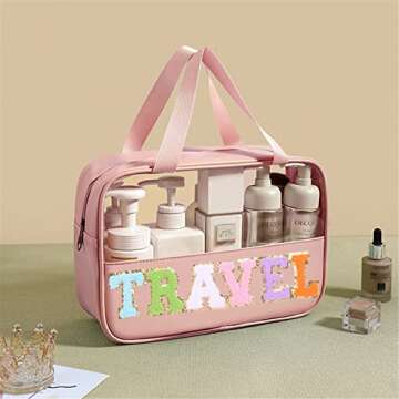 CRUOXIBB Stylish Clear Travel Makeup Bag for Women