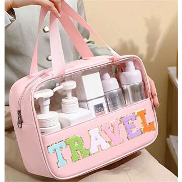 CRUOXIBB Stylish Clear Travel Makeup Bag for Women