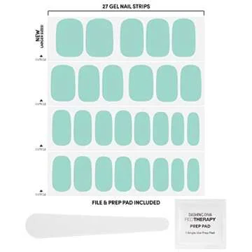 Dashing Diva Nail Strips - Iced Mint | UV Free, Chip Resistant, Long Lasting Gel Nail Stickers | Contains 27 Nail Wraps, 1 Prep Pad, 1 Nail File