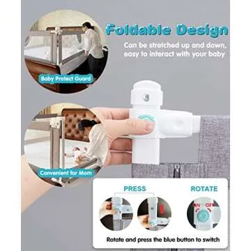 MBQMBSS 58'' Bed Guard Rail for Toddlers, Toddler Bed Rail - Fit for Wide Side of Queen Bed, Baby Bed Rail Guard, Bed Rails for Kids with Double Safety Lock & Extra Y-Shaped Reinforcement Strap