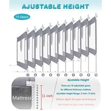 MBQMBSS 58'' Bed Guard Rail for Toddlers, Toddler Bed Rail - Fit for Wide Side of Queen Bed, Baby Bed Rail Guard, Bed Rails for Kids with Double Safety Lock & Extra Y-Shaped Reinforcement Strap