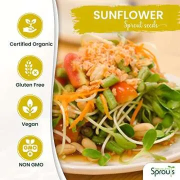 Nature Jims Sprouts Sunflower Seeds - Certified Organic Black Oil Sunflower Sprouts for Soups - Raw Bird Food Seeds - Non-GMO, Chemicals-Free - Easy to Plant, Fast Sprouting Sun Flower Seeds - 8 Oz