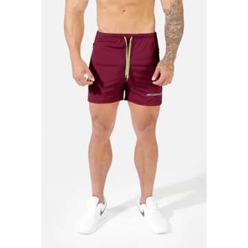 Jed North Men's 4" Inseam Bodybuilding Gym Shorts with Zipper Pockets Powerlifting Gym Shorts