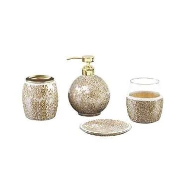 Madison Park Mosaic Bathroom Accessories Set with Gold Accents