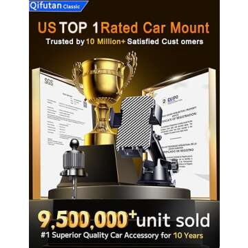 Qifutan Dash Mounted Holders for Your Car - Universal Phone Mount with Strong Suction