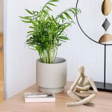 UTTCMK Bookshelf Decor Thinker Statue - Abstract Art Reading Thinker Sculpture Figurine Aesthetic, Modern Home Decoration for Living Room Office Shelves Coffee Table Desk Decor(Beige)