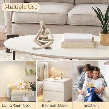 UTTCMK Bookshelf Decor Thinker Statue - Abstract Art Reading Thinker Sculpture Figurine Aesthetic, Modern Home Decoration for Living Room Office Shelves Coffee Table Desk Decor(Beige)