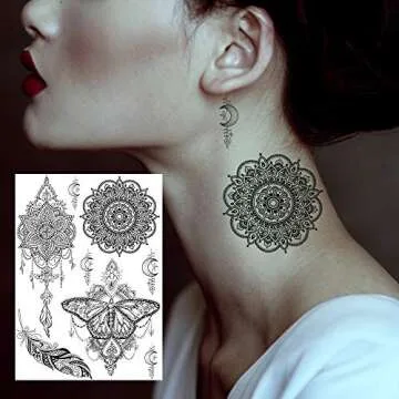 Unique FANRUI Black Henna Temporary Tattoos for Women