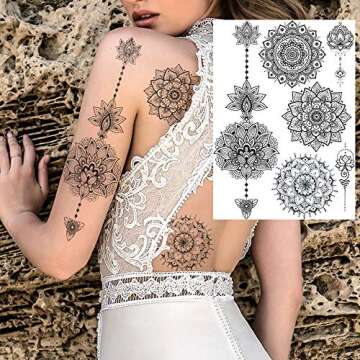 Unique FANRUI Black Henna Temporary Tattoos for Women