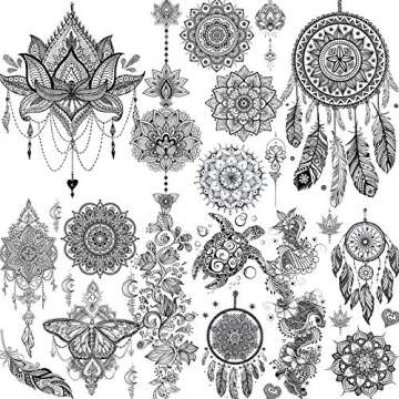 Unique FANRUI Black Henna Temporary Tattoos for Women