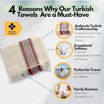 The Loomia 100% Cotton Striped Turkish Beach Towel (Oversized XL, Sand Free, Quick Drying, Compact)