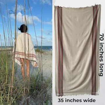 The Loomia 100% Cotton Striped Turkish Beach Towel (Oversized XL, Sand Free, Quick Drying, Compact)
