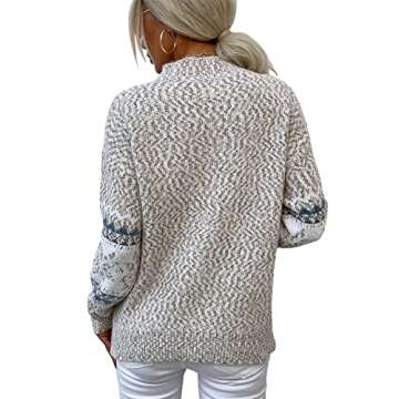 JUNBOON Women's Crewneck Long Sleeve Christmas Snowflake Holiday Pullover Sweater Jumper