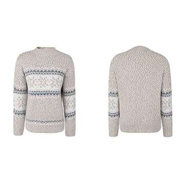 JUNBOON Women's Crewneck Long Sleeve Christmas Snowflake Holiday Pullover Sweater Jumper