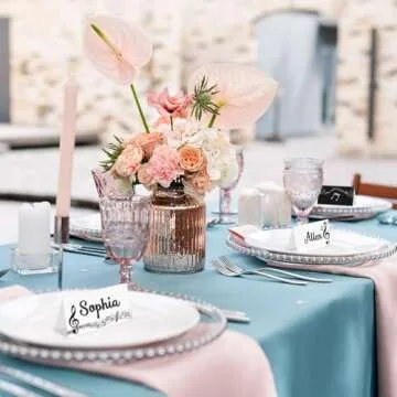 48 Pcs Music Note Place Cards Black White Musical Notes Seating Name Tags Music Placecard Holders Seating Place Cards Elegant Name Tents for Wedding Concert Birthday Party Dinner Supplies