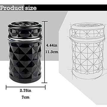 Auto Car Ashtray Portable with Blue LED Light Ashtray Smokeless Smoking Stand Cylinder Cup Holder (W...