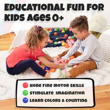 Click N' Play Pack of 50 Phthalate Free BPA Free Crush Proof Plastic Ball, Pit Balls - 6 Bright Colors in Reusable and Durable Storage Mesh Bag with Zipper