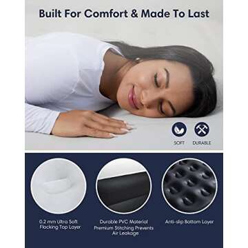 OlarHike Inflatable Queen Air Mattress with Built-in Pump