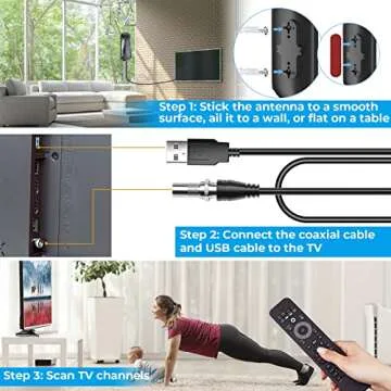 880+ Miles Range for TV Antenna, Newest Digital TV Antenna for Indoor Outdoor, TV Antenna for Smart TV/Older TV Support 8K 4K 1080P, Amplified Antenna with 32FT Coax Cable & Signal Booster