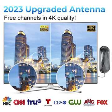 880+ Miles Range for TV Antenna, Newest Digital TV Antenna for Indoor Outdoor, TV Antenna for Smart TV/Older TV Support 8K 4K 1080P, Amplified Antenna with 32FT Coax Cable & Signal Booster