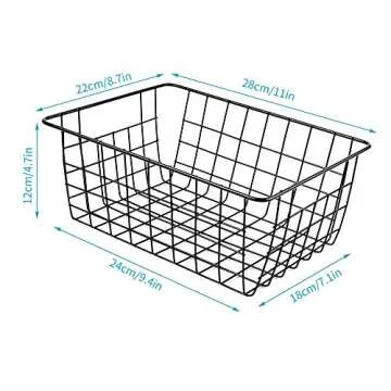 5PCS Wire Storage Baskets - Durable Metal Organizing Baskets for Home and Office Storage Solutions
