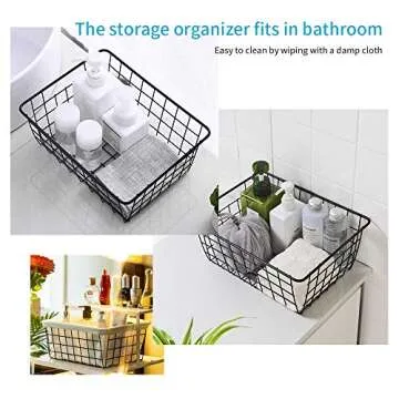 5PCS Premium Metal Storage Organizer Baskets for Home