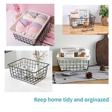5PCS Premium Metal Storage Organizer Baskets for Home