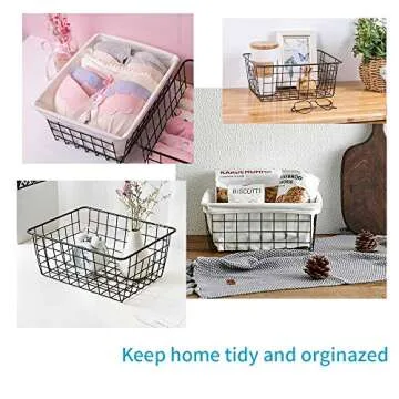 5PCS Premium Metal Storage Organizer Baskets for Home