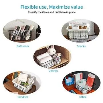 5PCS Premium Metal Storage Organizer Baskets for Home