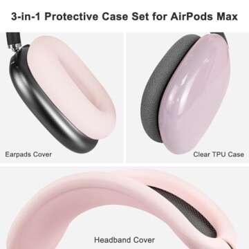 SOULWIT Protective Kit for AirPods Max, Headband Cover + TPU Case Protector + Silicone Ear Pads Cove...