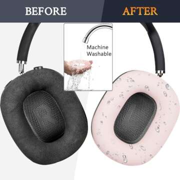 SOULWIT Protective Kit for AirPods Max, Headband Cover + TPU Case Protector + Silicone Ear Pads Cover, Sweatproof Accessory, Easily Washable, Anti-Scratch (Pink)