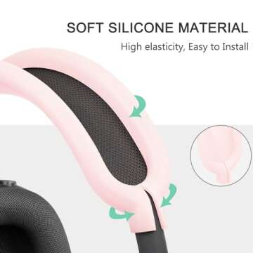 SOULWIT Protective Kit for AirPods Max, Headband Cover + TPU Case Protector + Silicone Ear Pads Cover, Sweatproof Accessory, Easily Washable, Anti-Scratch (Pink)