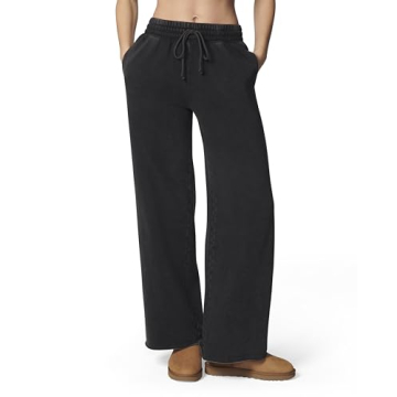 florence by mills Womens Cozy Crush Wide Leg Sweatpant, Washed Black, X-Small