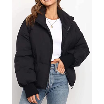 Gihuo Women’s Winter Cropped Puffer Jacket - Stylish & Warm